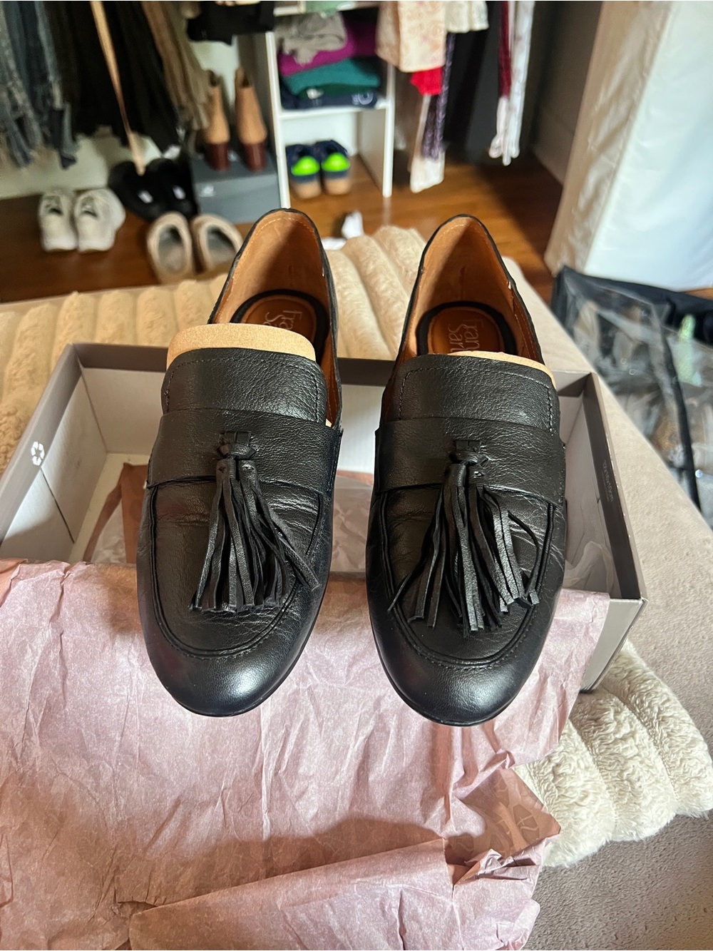 Franco Sarto Brixley Black Tassel Leather Loafers